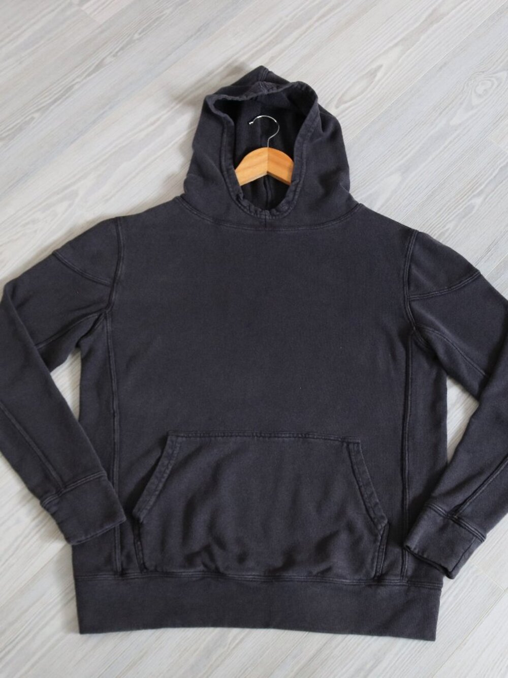 Jungmaven Maui Hoodie Unisex Hemp Black Faded Pullover Sweatshirt USA Size XS